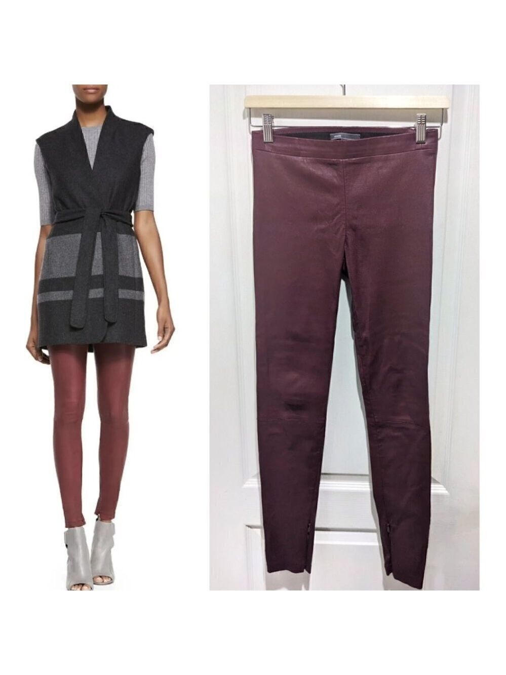 Vince | Lambskin leather leggings in Bordeaux